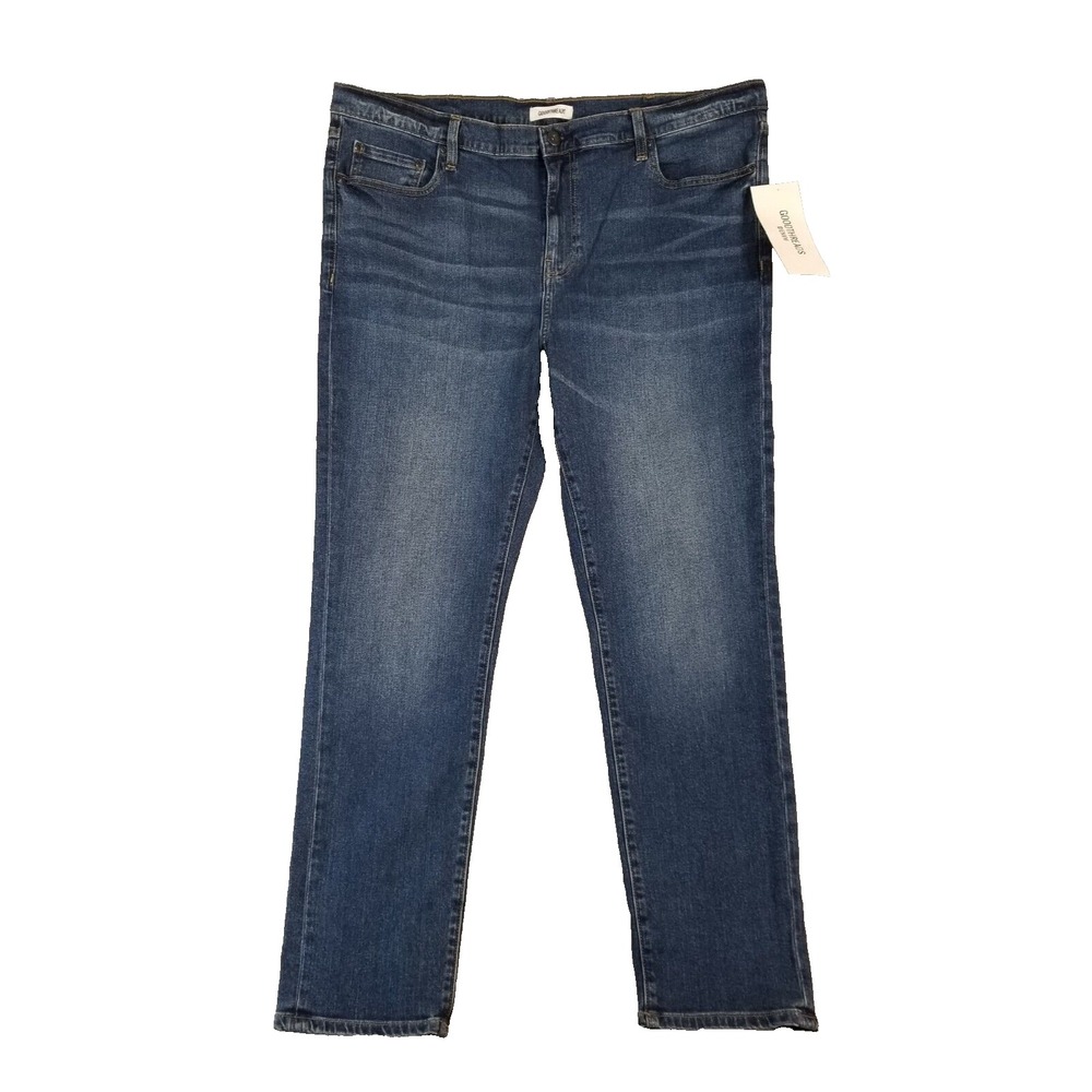 Good Threads jeans men's 42 x 32 slim straight blue stretch denim actual 44x32